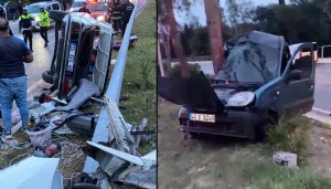 Otomobil ikiye bölündü: 4 yaralı